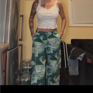 Camouflage and Flame Pattern Pants